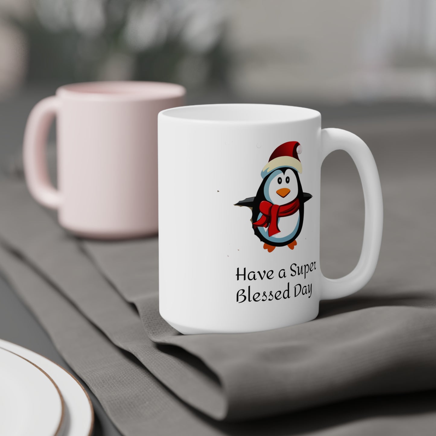 Blessed Day Happy Penquin Ceramic Mugs (11oz\15oz\20oz) Great Gift