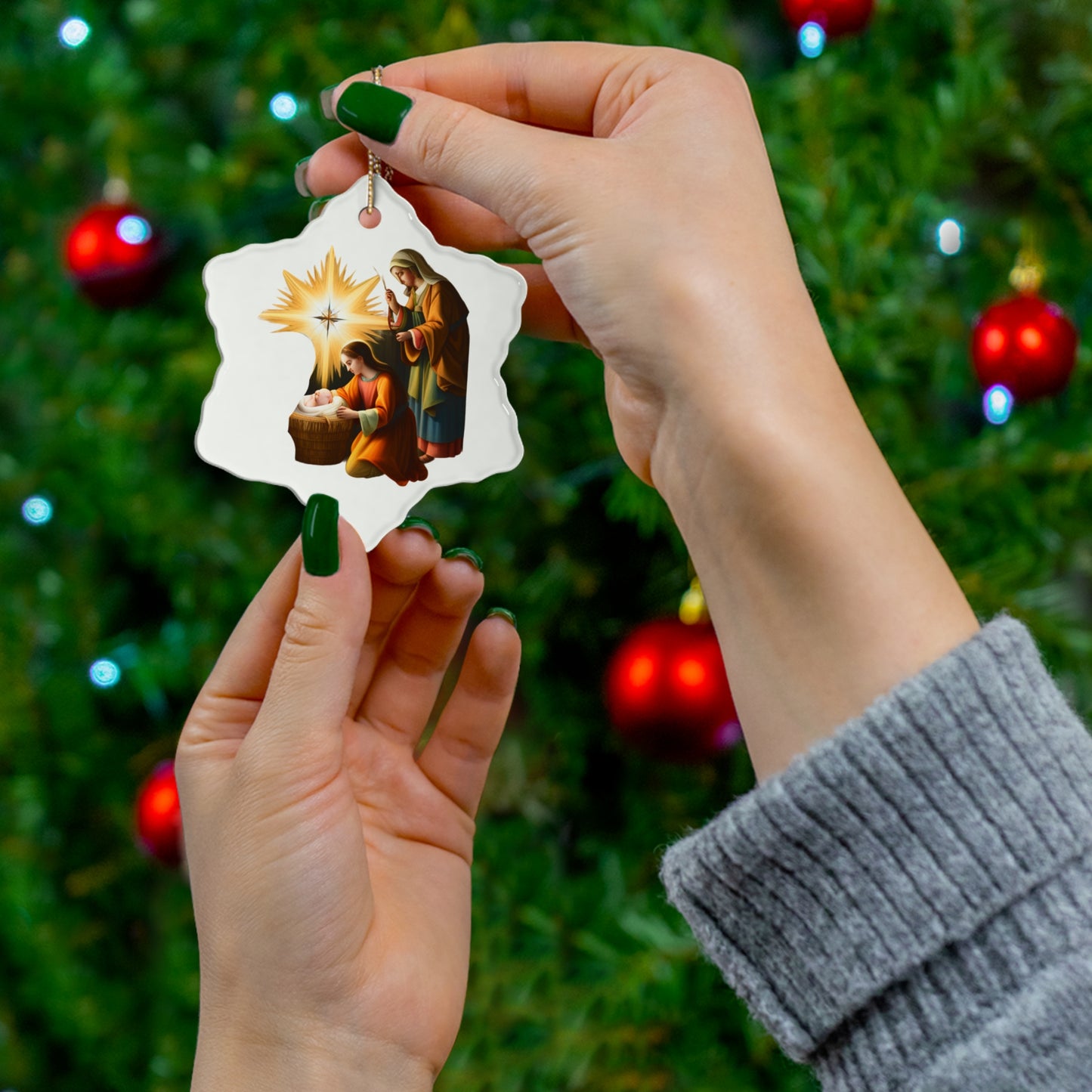 Christ Child with Star Ceramic Ornament. Beautiful on your tree or a meaningful gift