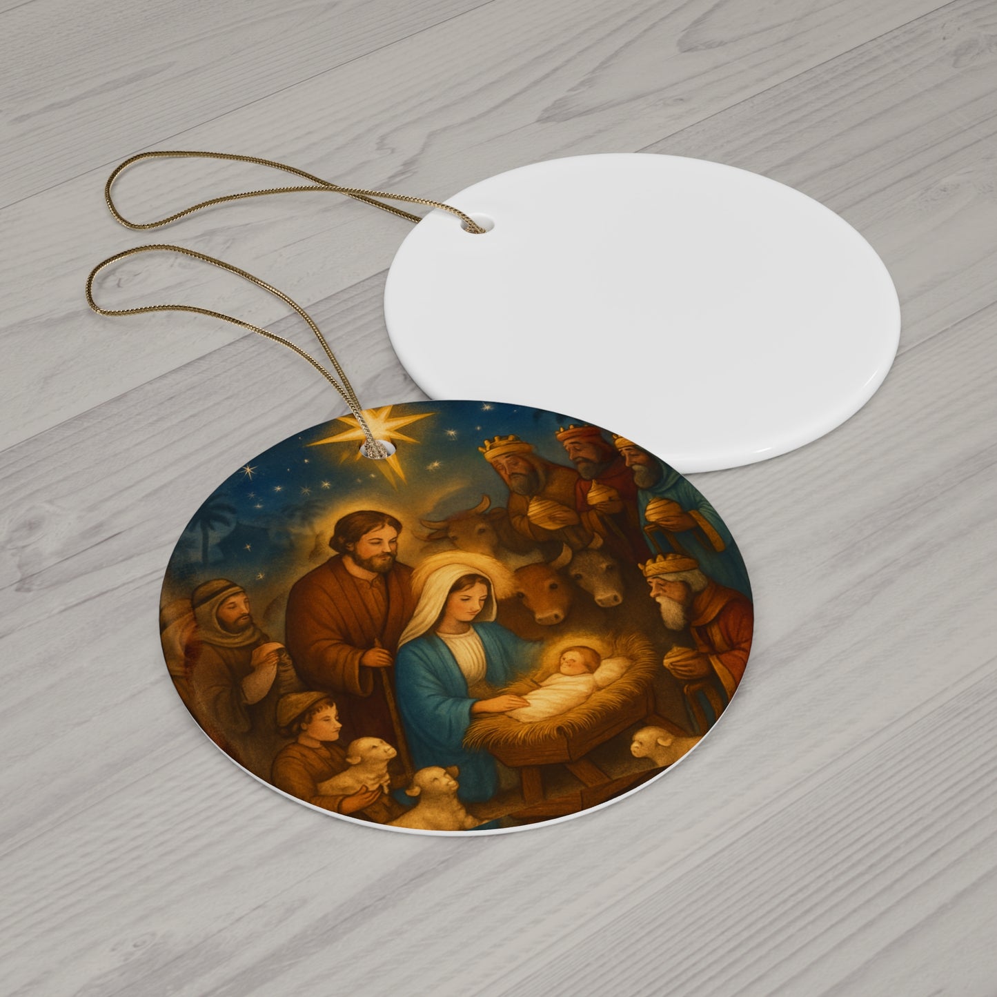 Ceramic Christmas Ornament, Nativity Scene Decoration, Holiday Home Decor, Gift for Family, Festive Keepsake
