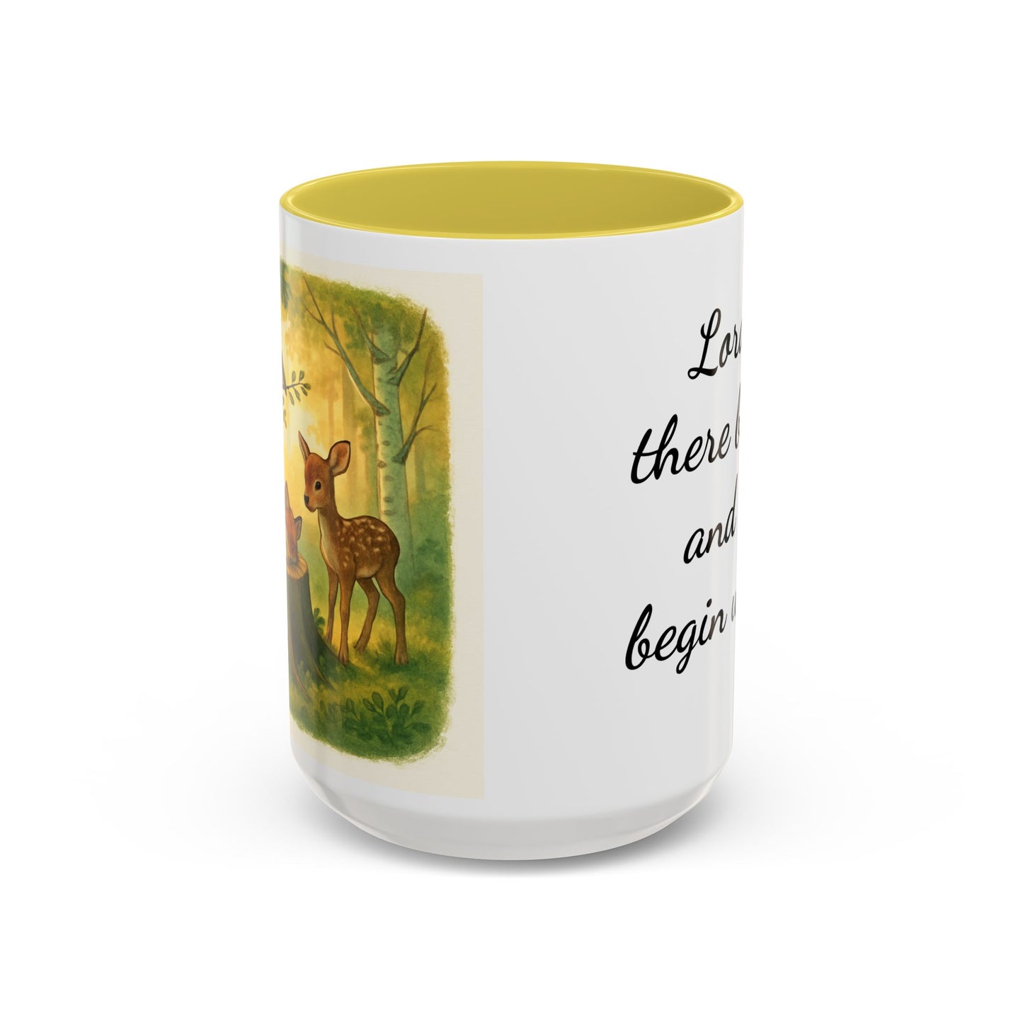 Inspisration Deer and Fox mug— "Lord, let there be peace and let it begin with me"
