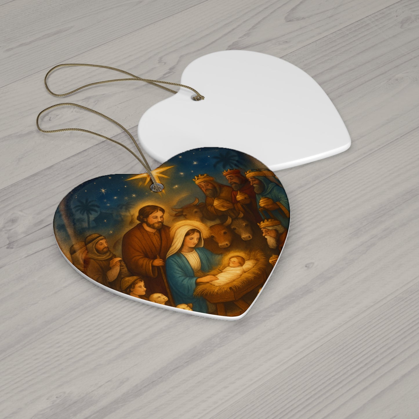 Ceramic Christmas Ornament, Nativity Scene Decoration, Holiday Home Decor, Gift for Family, Festive Keepsake