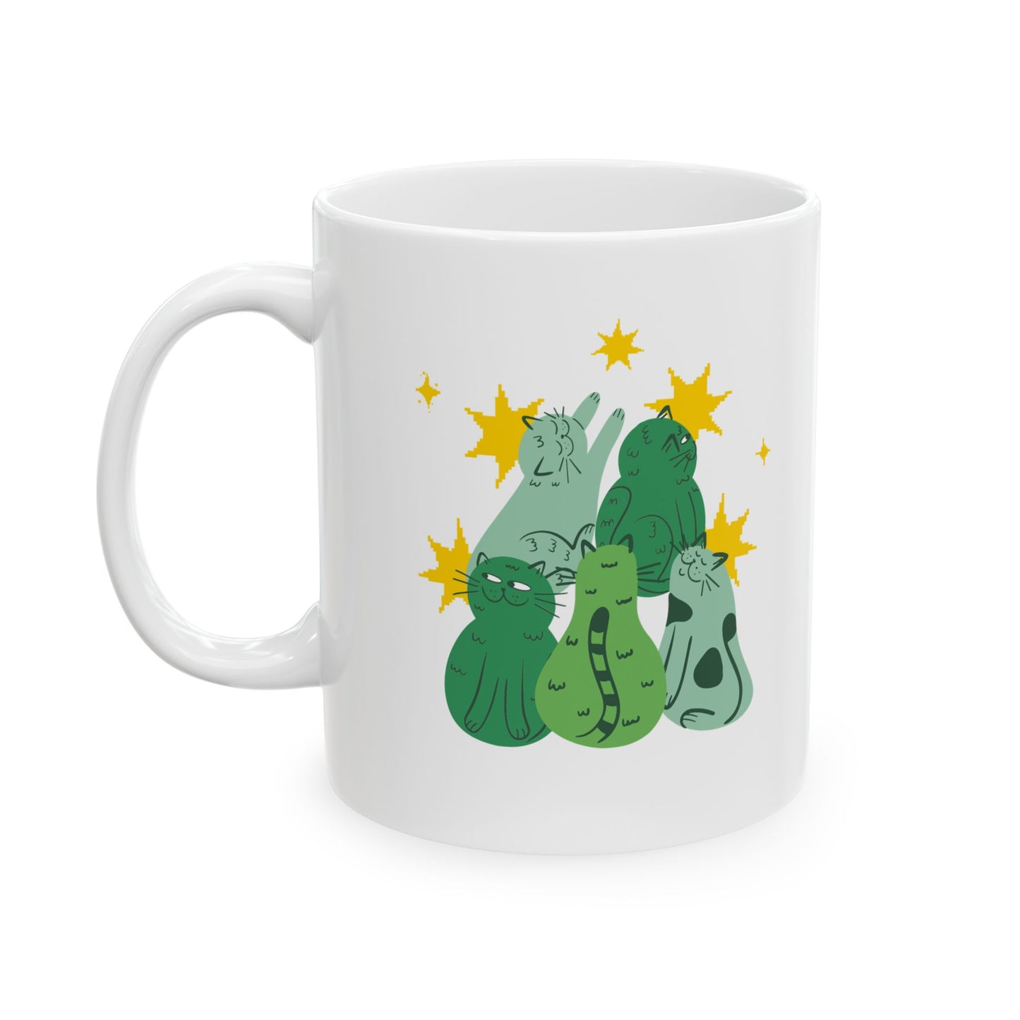 Ceramic Mug 11oz for Cat Lovers, Happy Grateful and Cute.  Great gift for someone who cares for feline friends