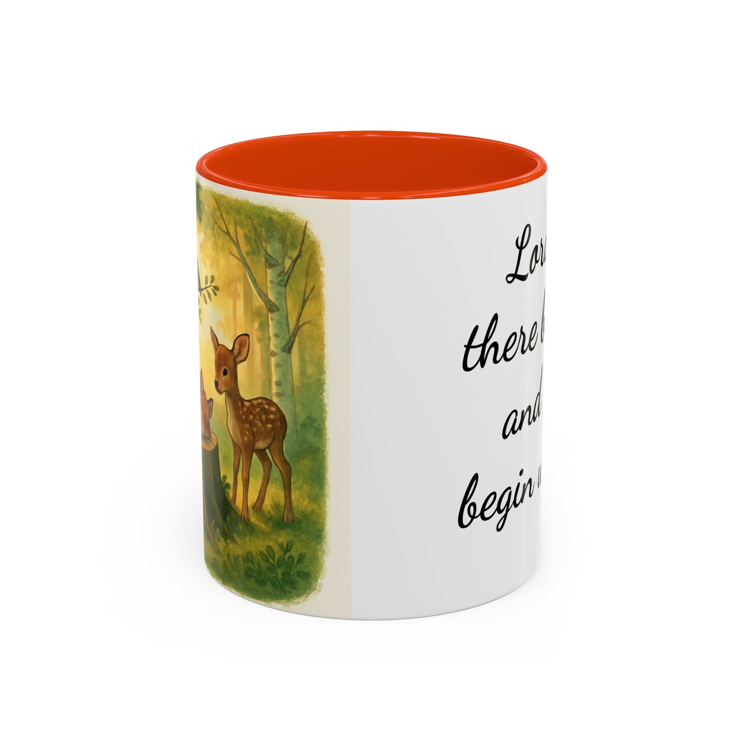 Inspisration Deer and Fox mug— "Lord, let there be peace and let it begin with me"