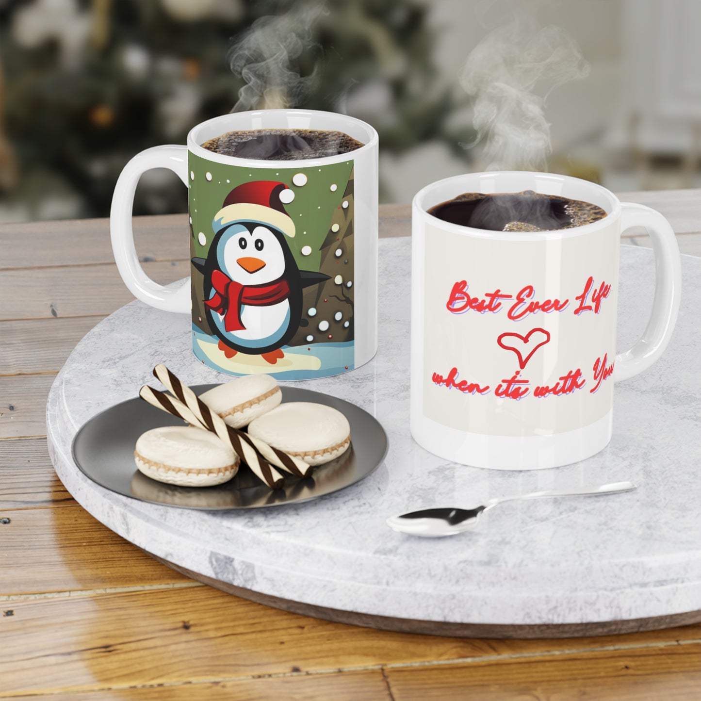 Ceramic Mugs (11oz\15oz Fun, Loving, Happy Caring Penquin which brings joyful message