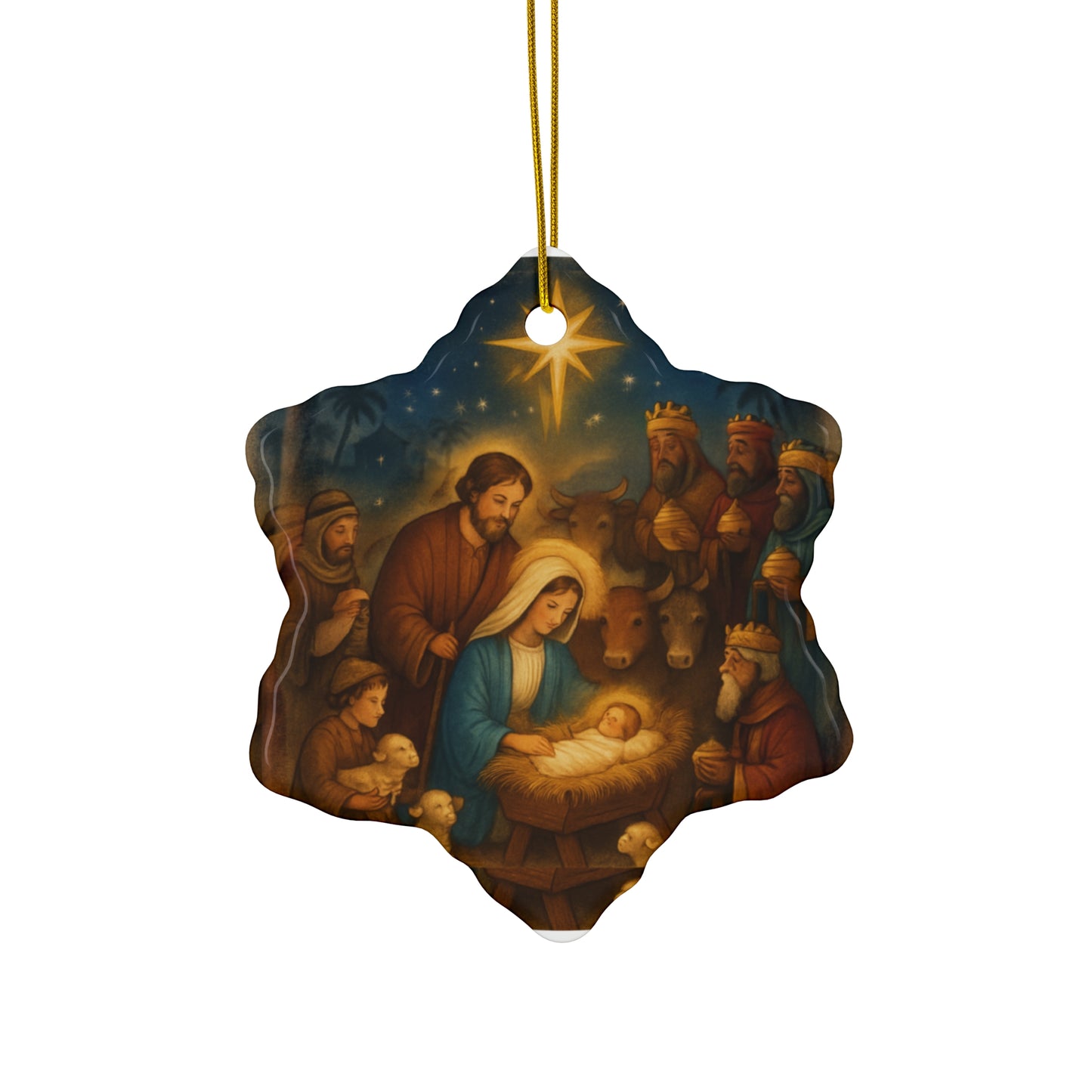 Ceramic Christmas Ornament, Nativity Scene Decoration, Holiday Home Decor, Gift for Family, Festive Keepsake