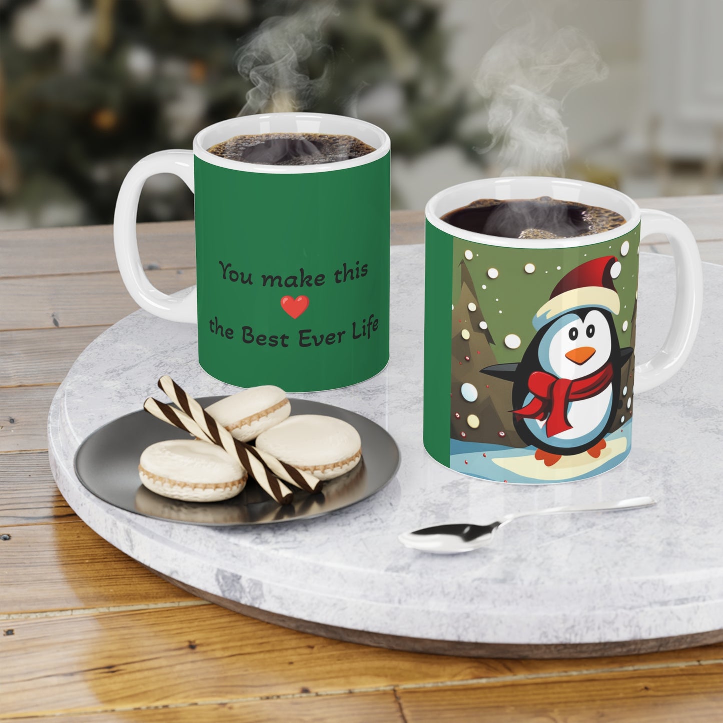 Best Life with special person, Fun, Loving, Happy Caring Penquin which brings joyful message Ceramic Mugs (11oz\15oz