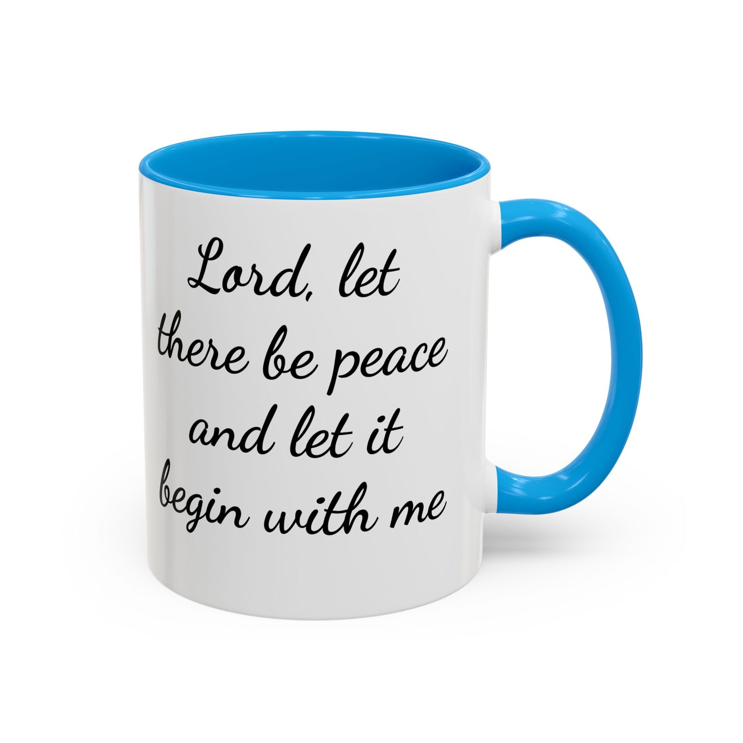 Inspisration Deer and Fox mug— "Lord, let there be peace and let it begin with me"