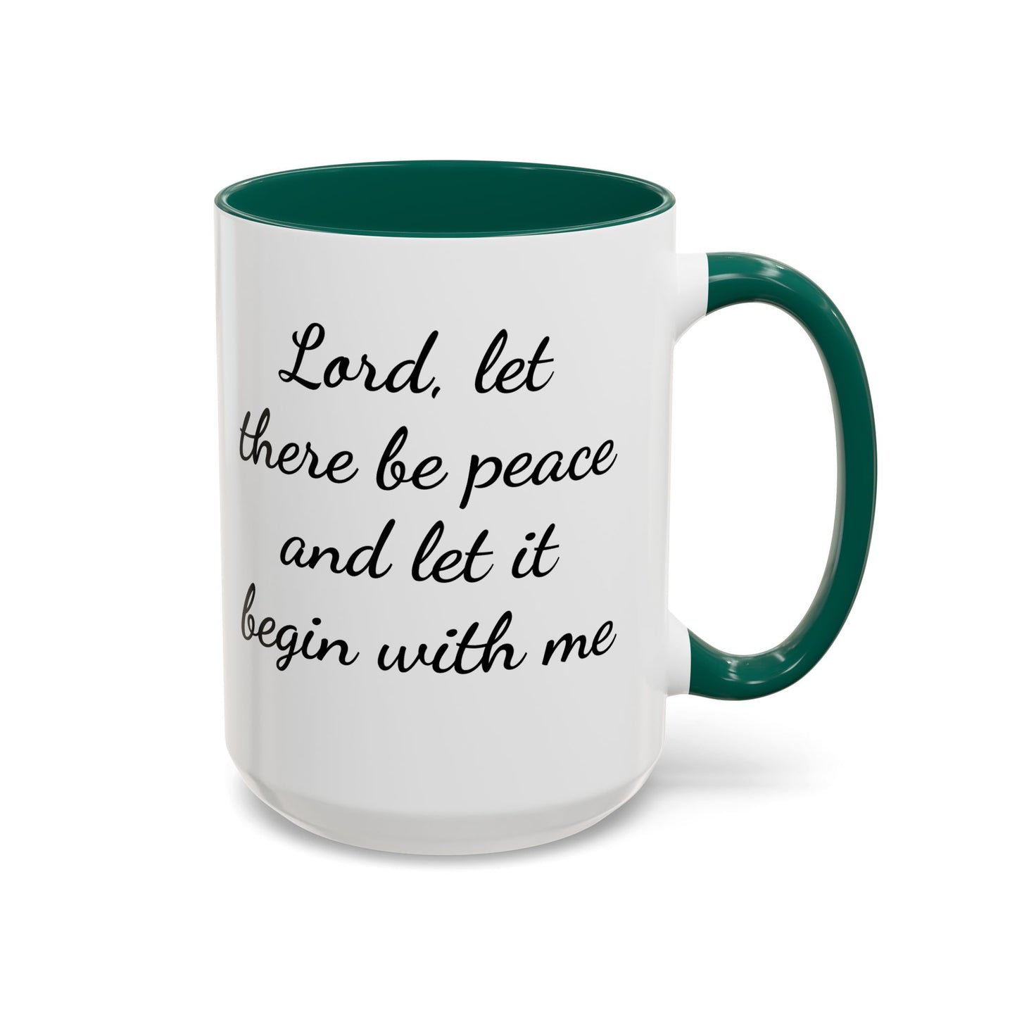 Inspisration Deer and Fox mug— "Lord, let there be peace and let it begin with me"
