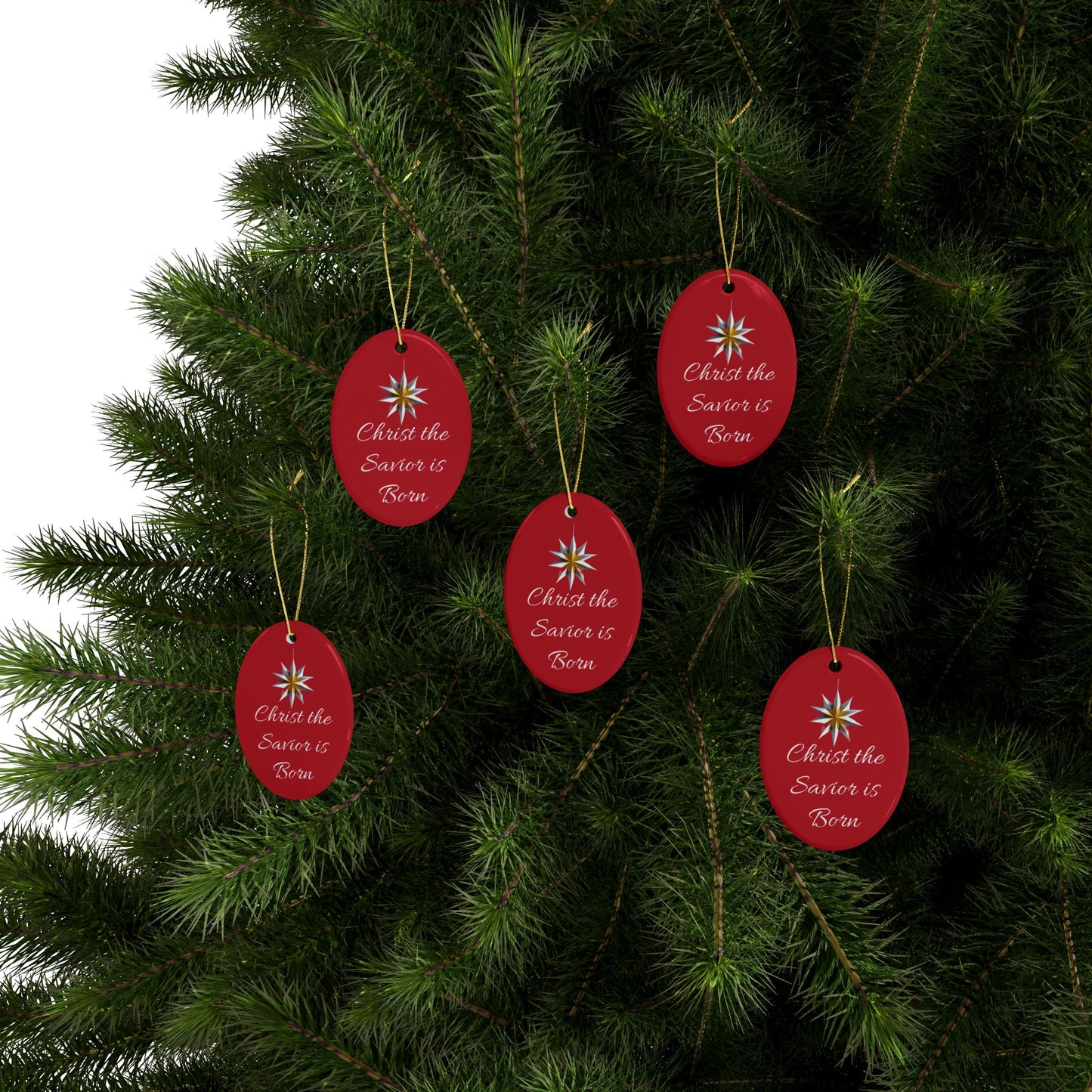 Christ the Savior is Born Ceramic Ornaments (1pcs, 5pcs, 10pcs, 20pcs) Wonderful gift for a friend, family to hang on your tree