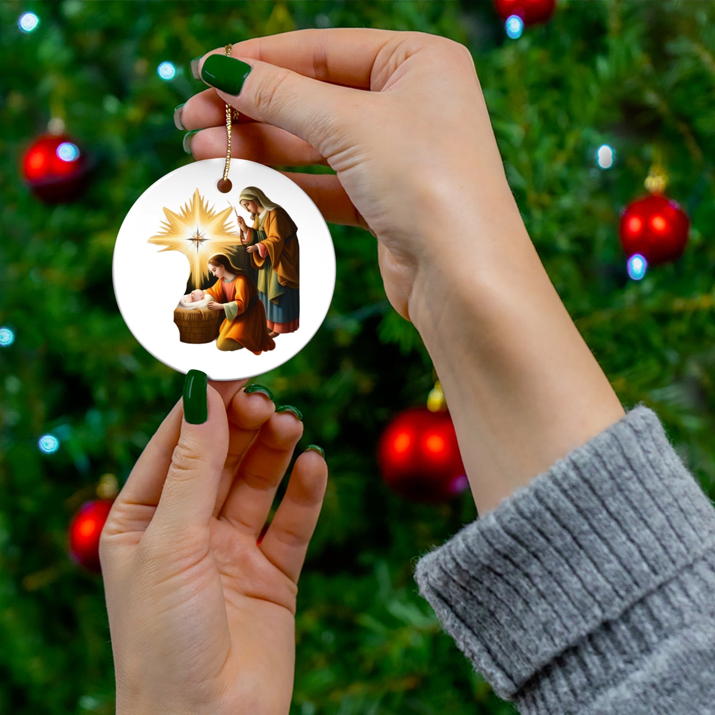Christ Child with Star Ceramic Ornament.  Beautiful on your tree or a meaningful gift