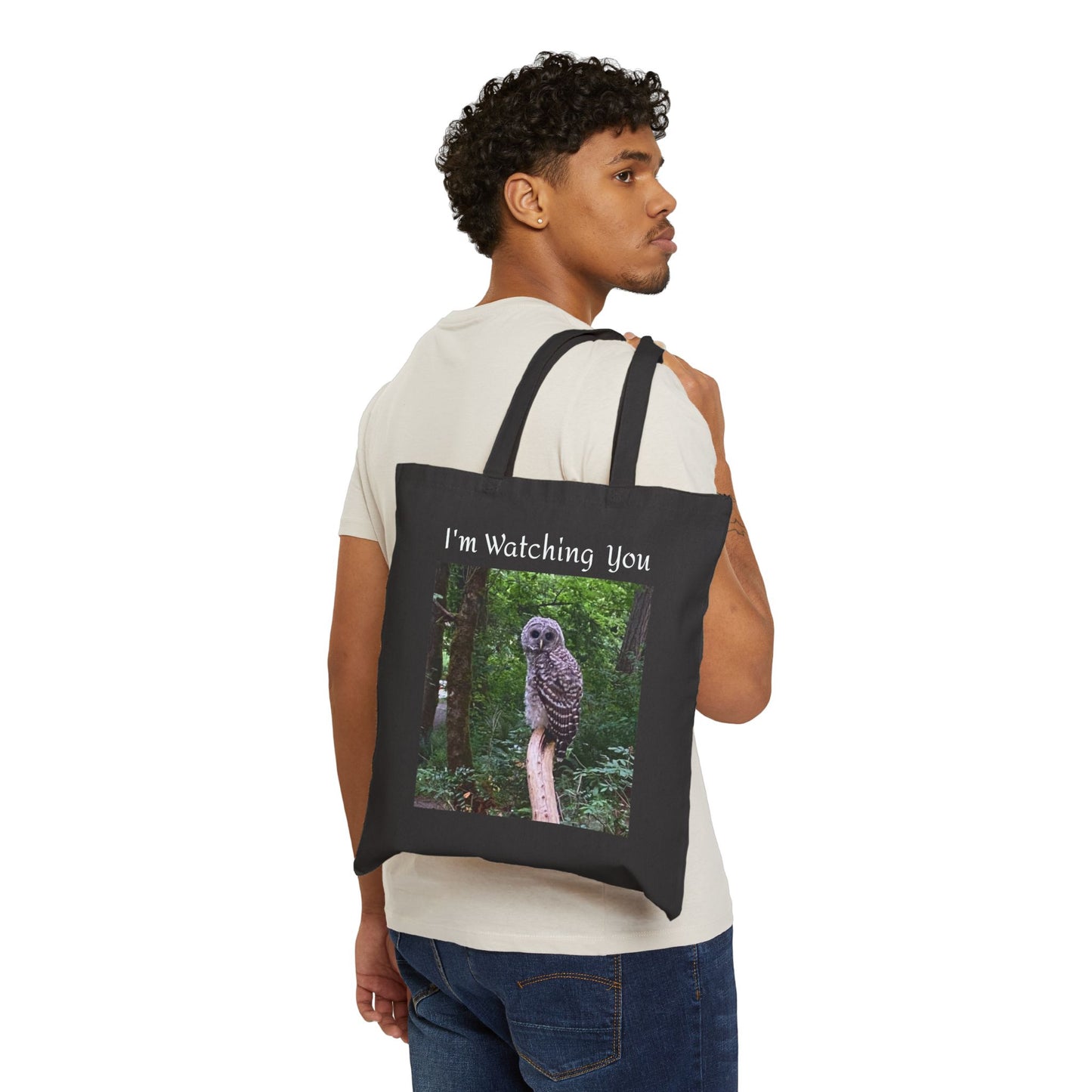 Copy of I'm Watching You Cotton Canvas Tote Bag, Eco-Friendly Shopper, Owl Lover Gift, Reusable Grocery Bag, Nature Enthusiast Accessory, [...]