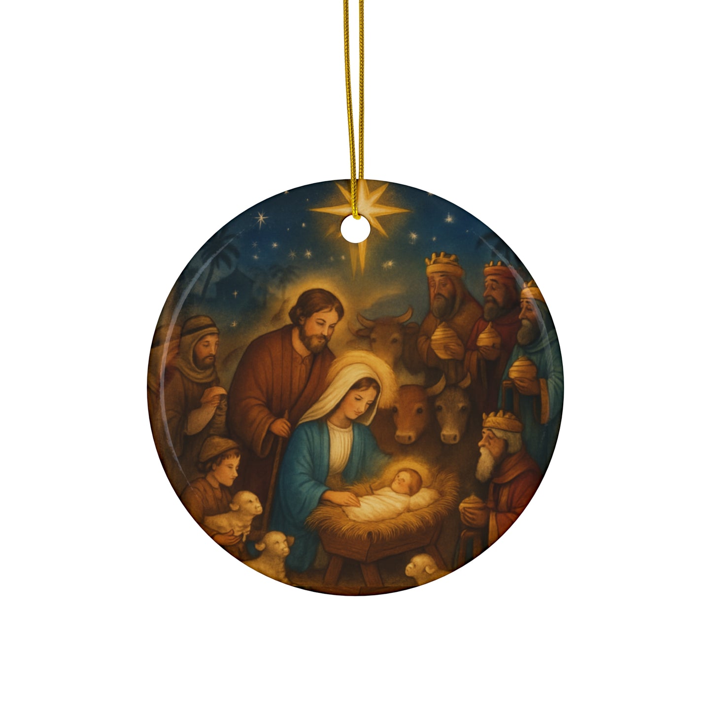 Ceramic Christmas Ornament, Nativity Scene Decoration, Holiday Home Decor, Gift for Family, Festive Keepsake