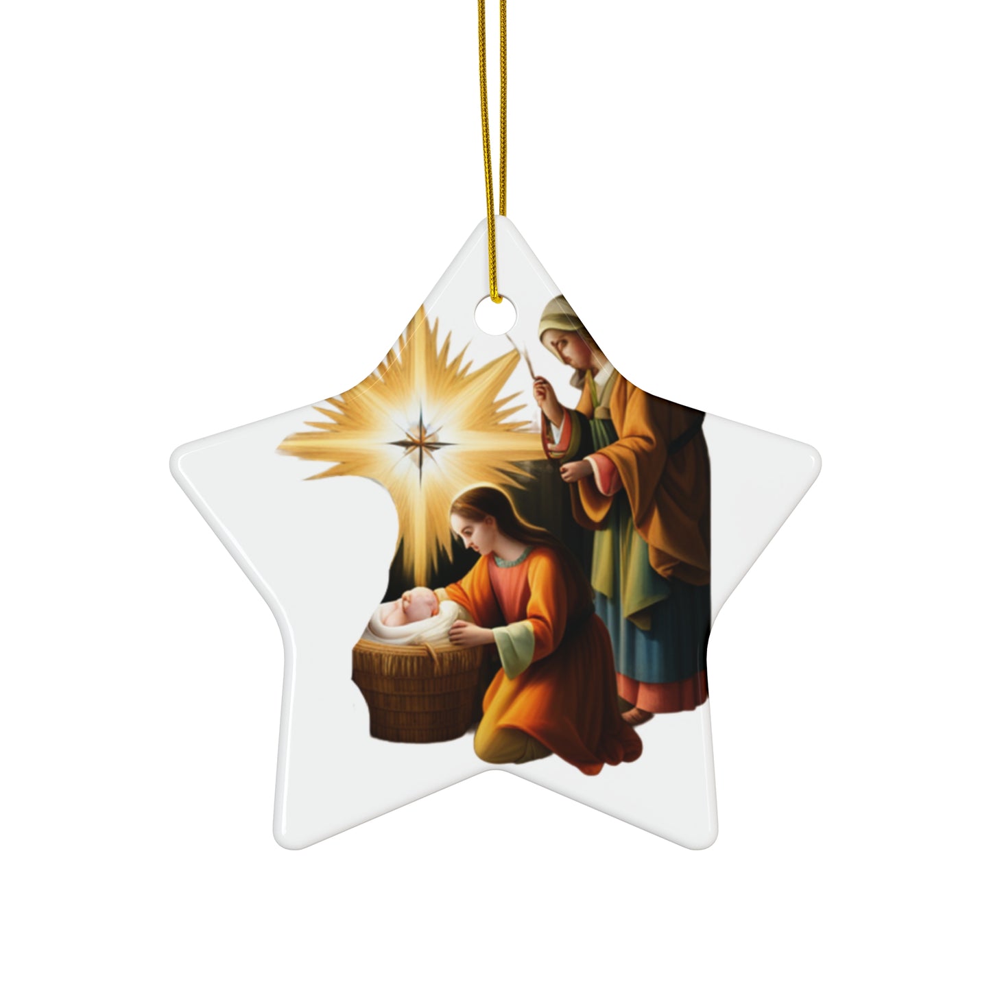 Christ Child with Star Ceramic Ornament.  Beautiful on your tree or a meaningful gift