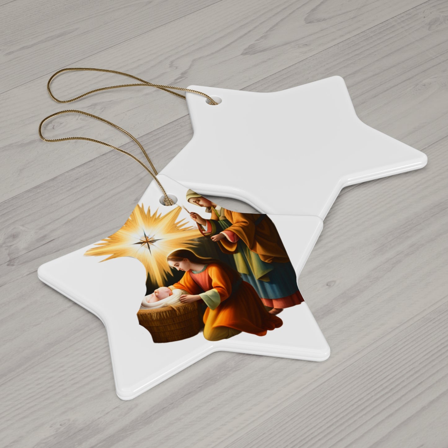 Christ Child with Star Ceramic Ornament.  Beautiful on your tree or a meaningful gift