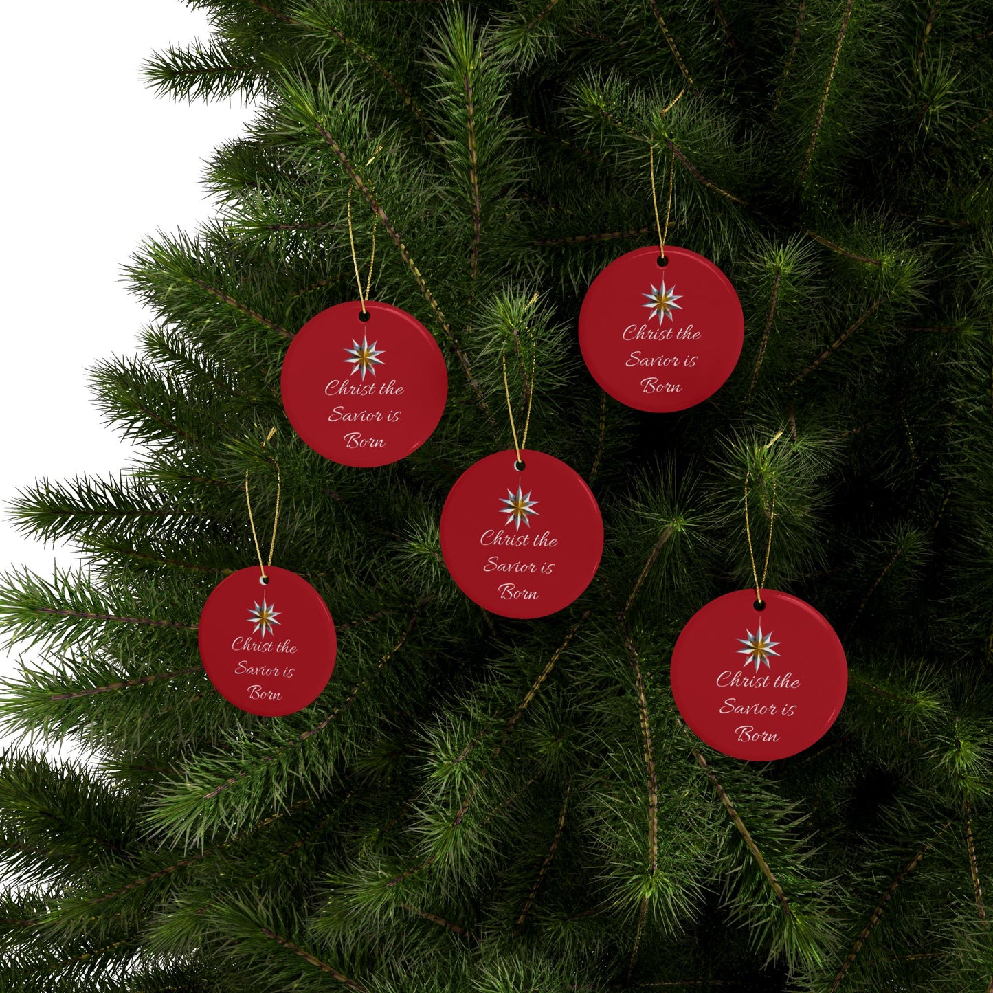Christ the Savior is Born Ceramic Ornaments (1pcs, 5pcs, 10pcs, 20pcs) Wonderful gift for a friend, family to hang on your tree