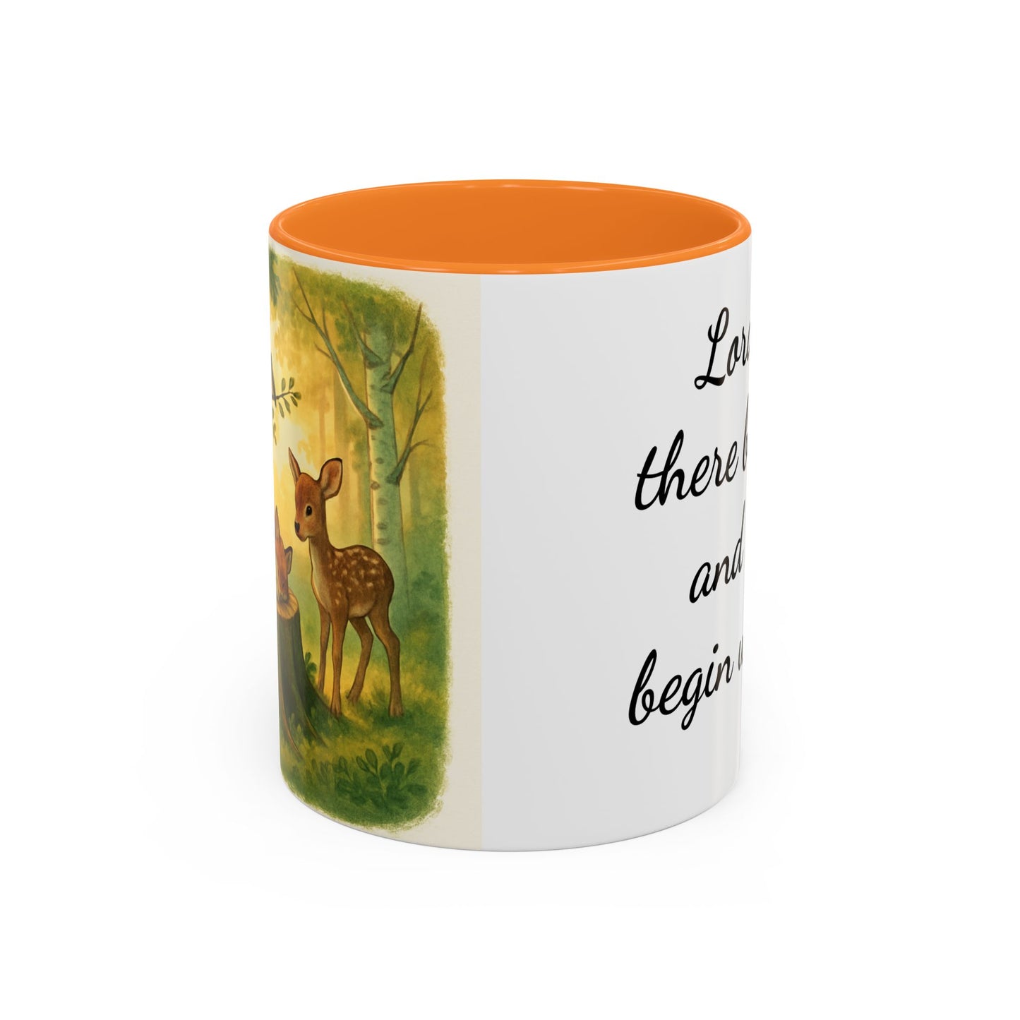 Inspisration Deer and Fox mug— "Lord, let there be peace and let it begin with me"
