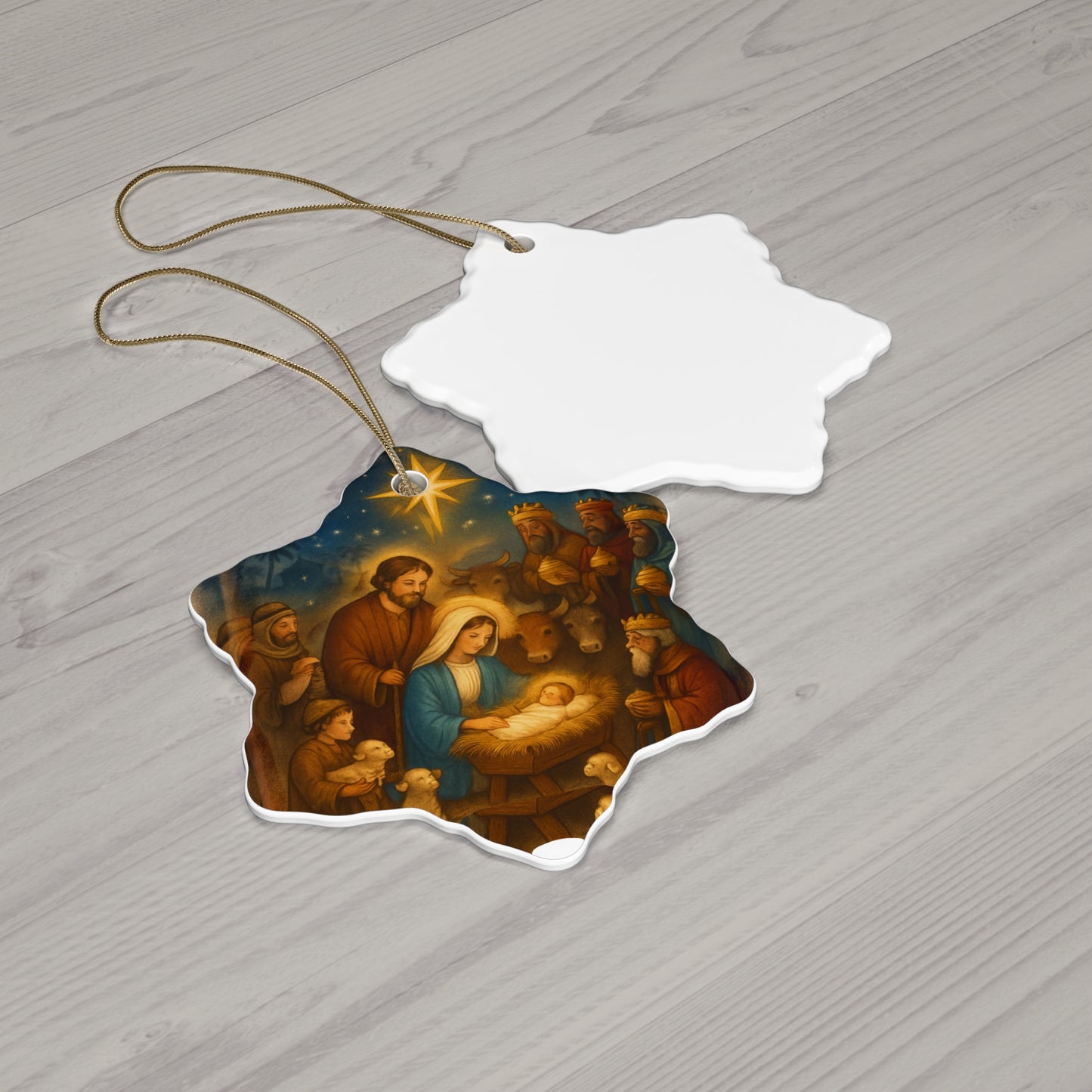 Ceramic Christmas Ornament, Nativity Scene Decoration, Holiday Home Decor, Gift for Family, Festive Keepsake