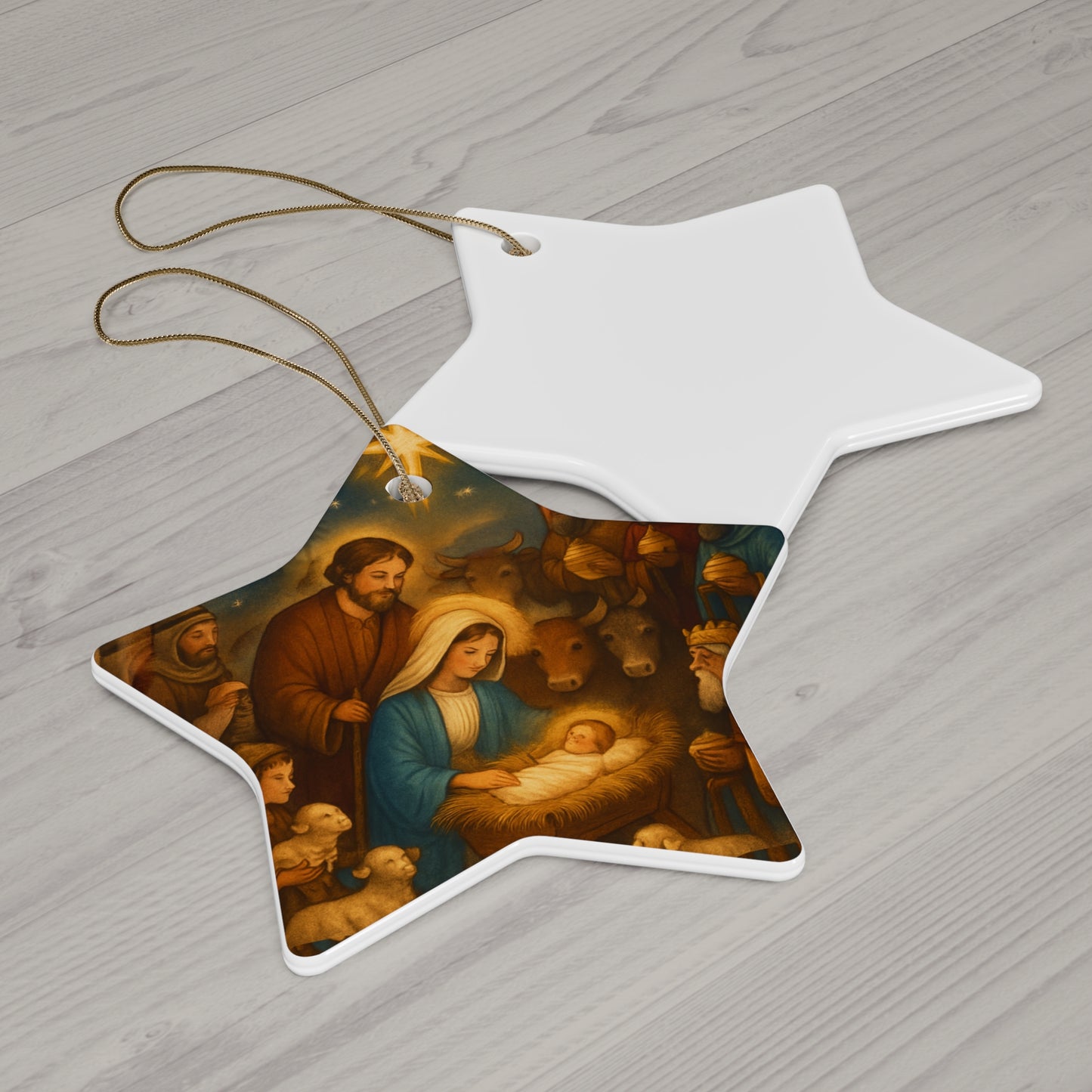 Ceramic Christmas Ornament, Nativity Scene Decoration, Holiday Home Decor, Gift for Family, Festive Keepsake