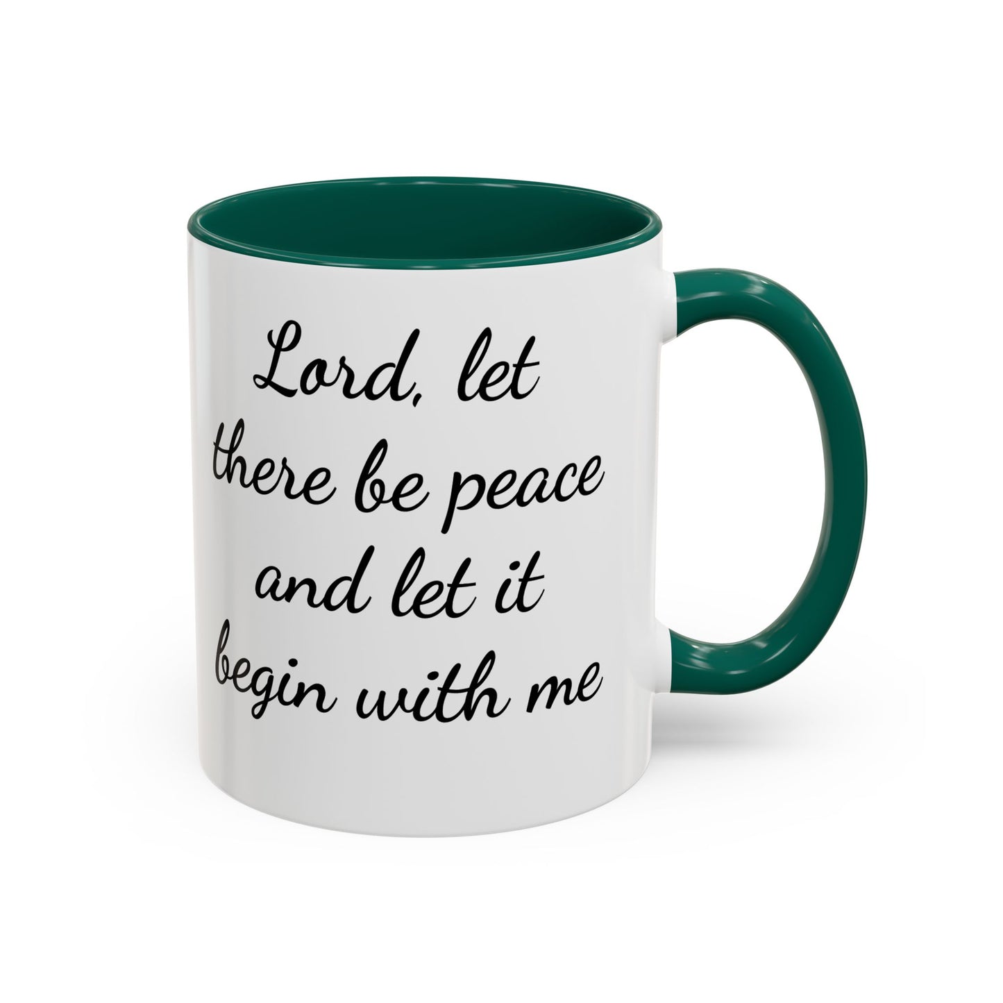 Inspisration Deer and Fox mug— "Lord, let there be peace and let it begin with me"