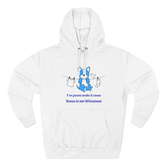 Christian Blue Fox Hoodie — "Jesus is my Wingman" Cute Faith Graphic Hoodie