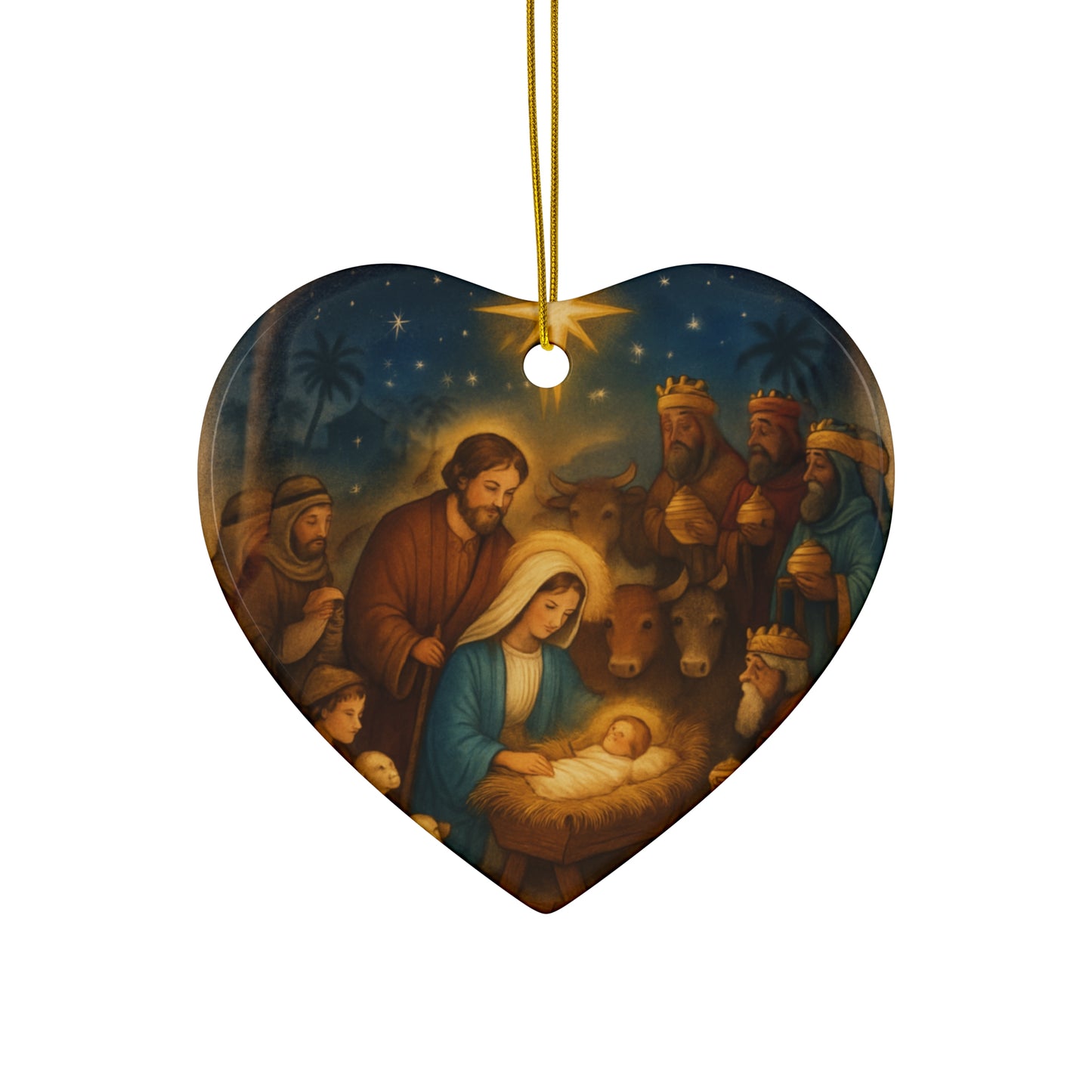 Ceramic Christmas Ornament, Nativity Scene Decoration, Holiday Home Decor, Gift for Family, Festive Keepsake