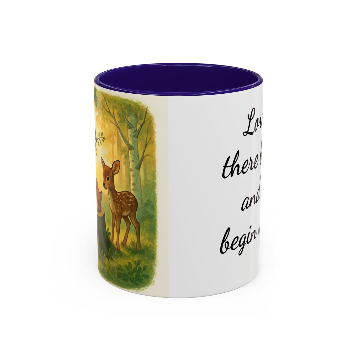 Inspisration Deer and Fox mug— "Lord, let there be peace and let it begin with me"