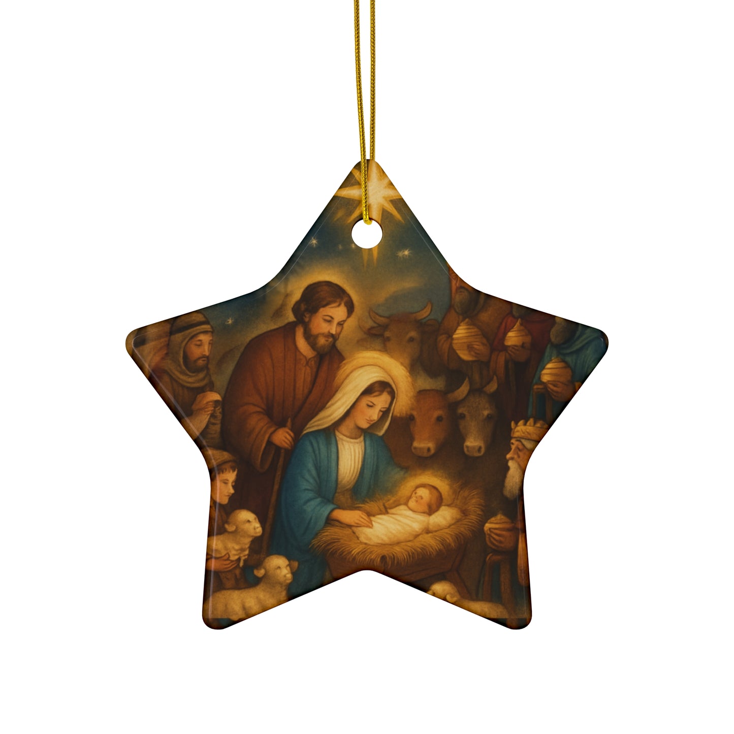 Ceramic Christmas Ornament, Nativity Scene Decoration, Holiday Home Decor, Gift for Family, Festive Keepsake
