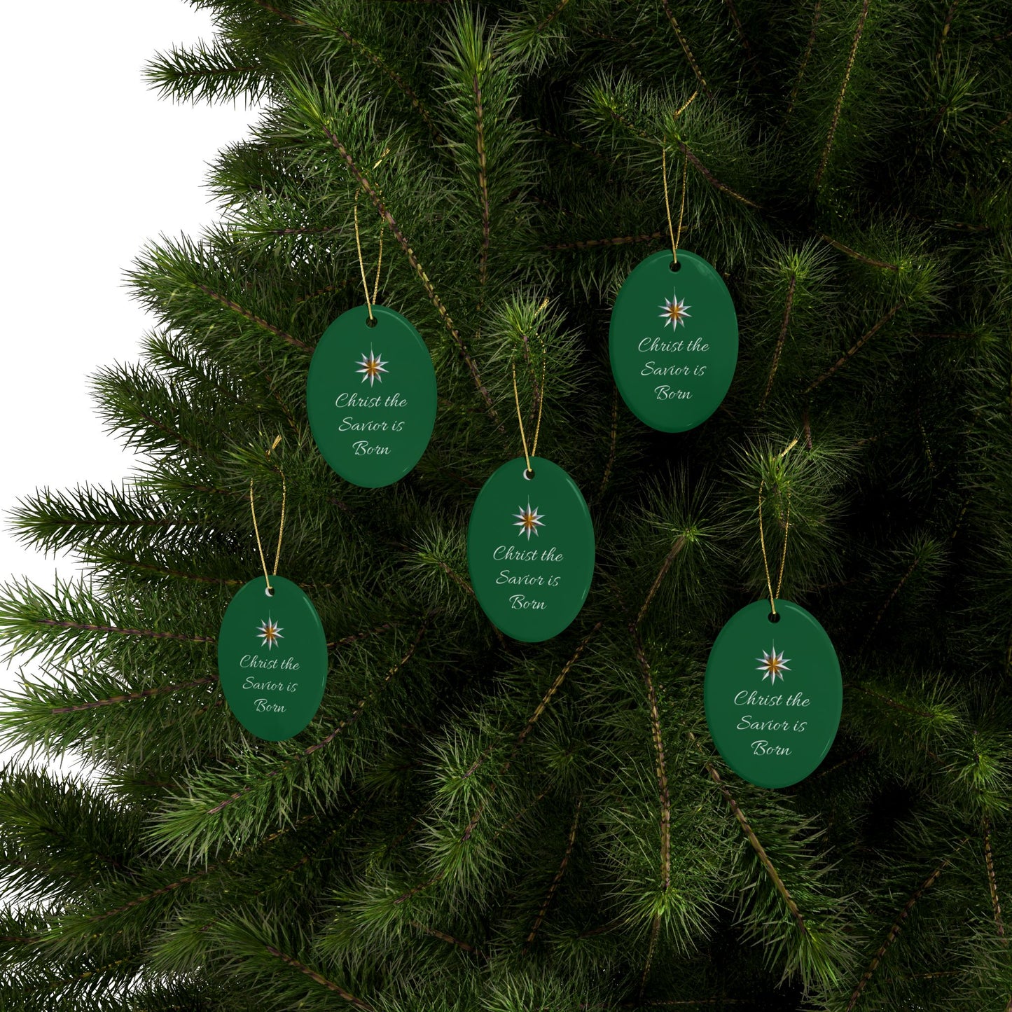 Christ the Savior is Born Ceramic Ornaments (1pcs, 5pcs, 10pcs, 20pcs) Wonderful gift for a friend, family to hang on your tree